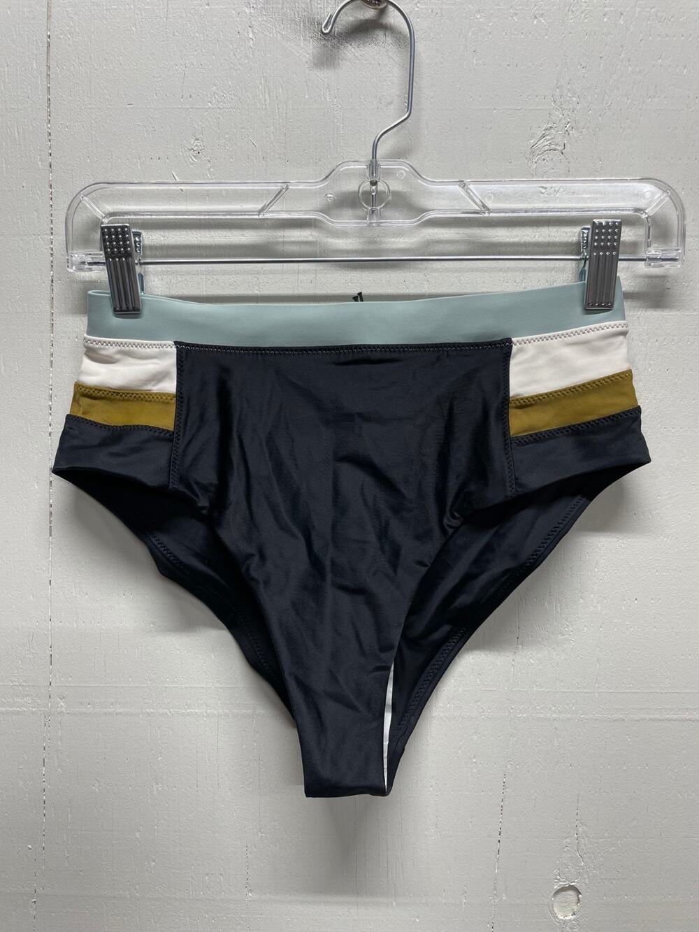 Prana Baja Bound High Rise Swim Bottom – Women’s Black Colorblock Size Small NWT